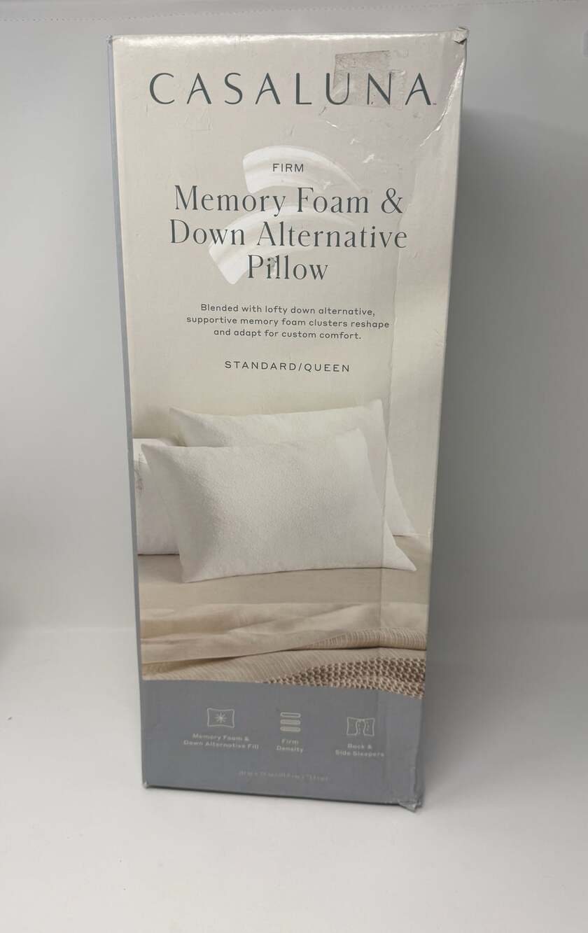 Casaluna Memory Foam & Down Alternative Pillow Standard/Queen White